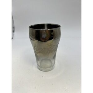 LIBBEY SILVER FLASH FADE COCA-COLA COKE GLASS EMBOSSED FROSTED TEXTURED